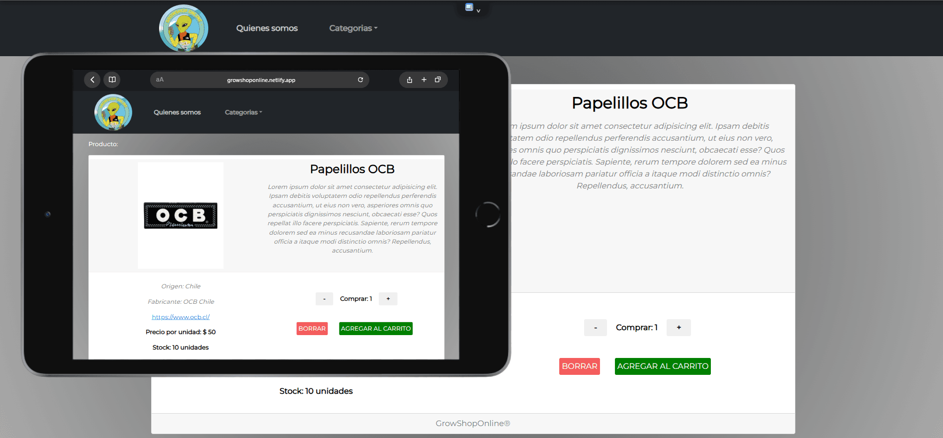 Tienda Online Growshop en React.js